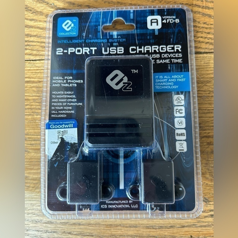 2 Port USB Charger EZ COLLECTION Intelligent Charging System Version A 2FD-B New